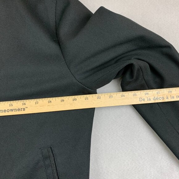 Zara Mens Bomber Jacket Medium Black Full Zip Long Sleeve Varsity Striped Trim - Picture 5 of 7